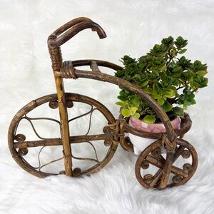 Vintage Wicker/Rattan Tricycle Plant Stand